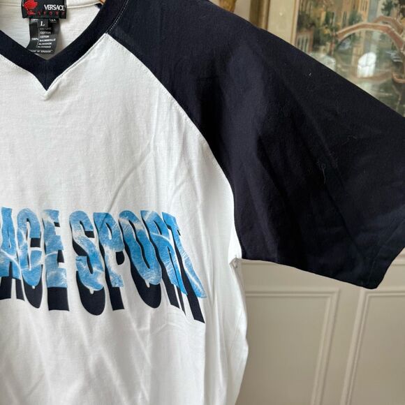 Versace Sport Vneck Raglan Logo Tshirt L - Picture 3 of 8